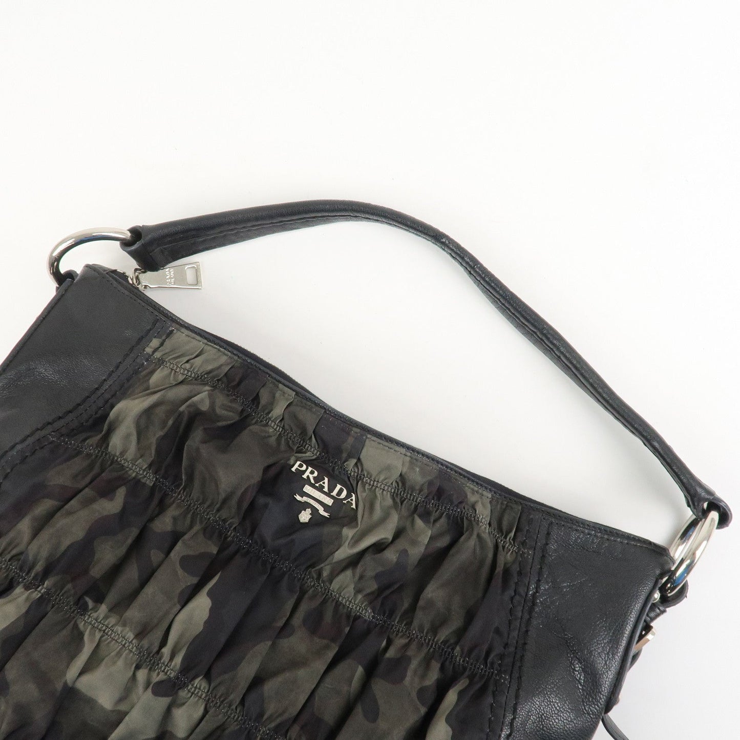 Prada Logo Nylon Leather Gathered 2Way Shoulder Hand Bag BN4586【Pre-order】