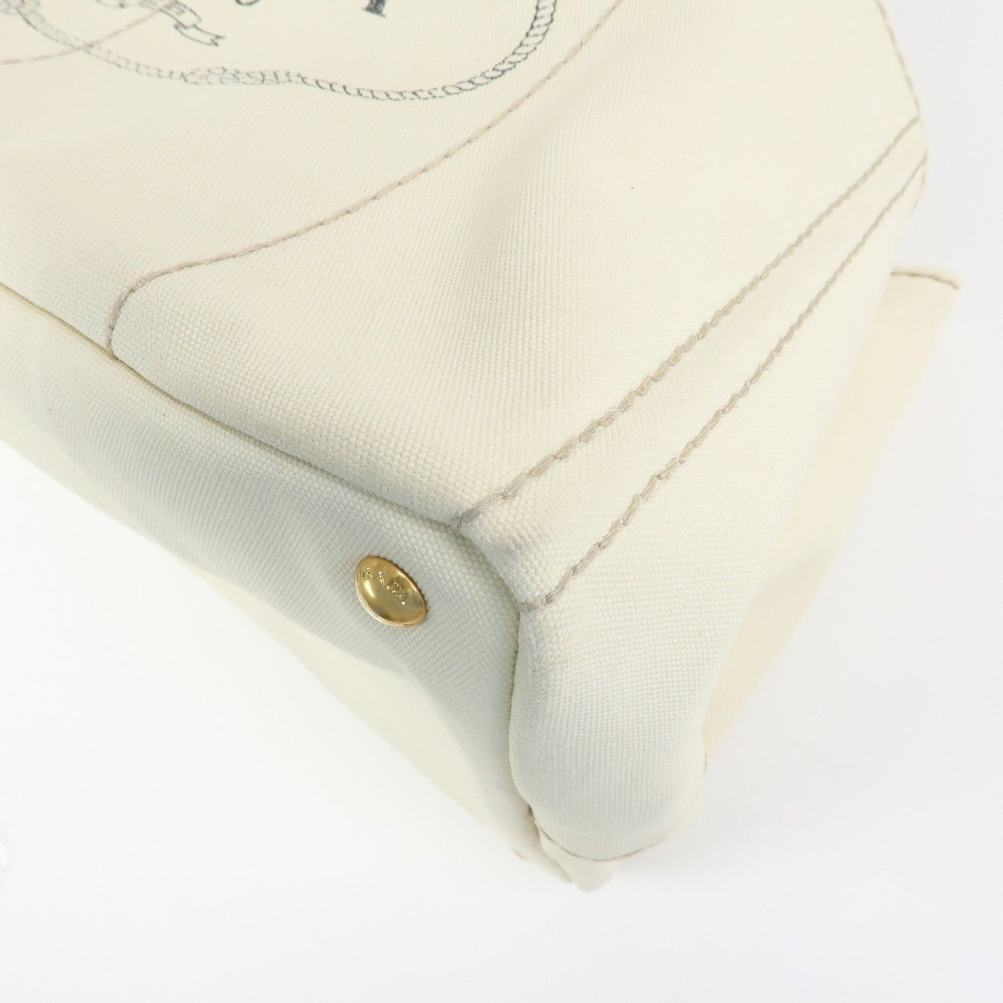 Prada Canapa Large Triangle Logo Tote Hand Bag Ivory BN1872【Pre-order】