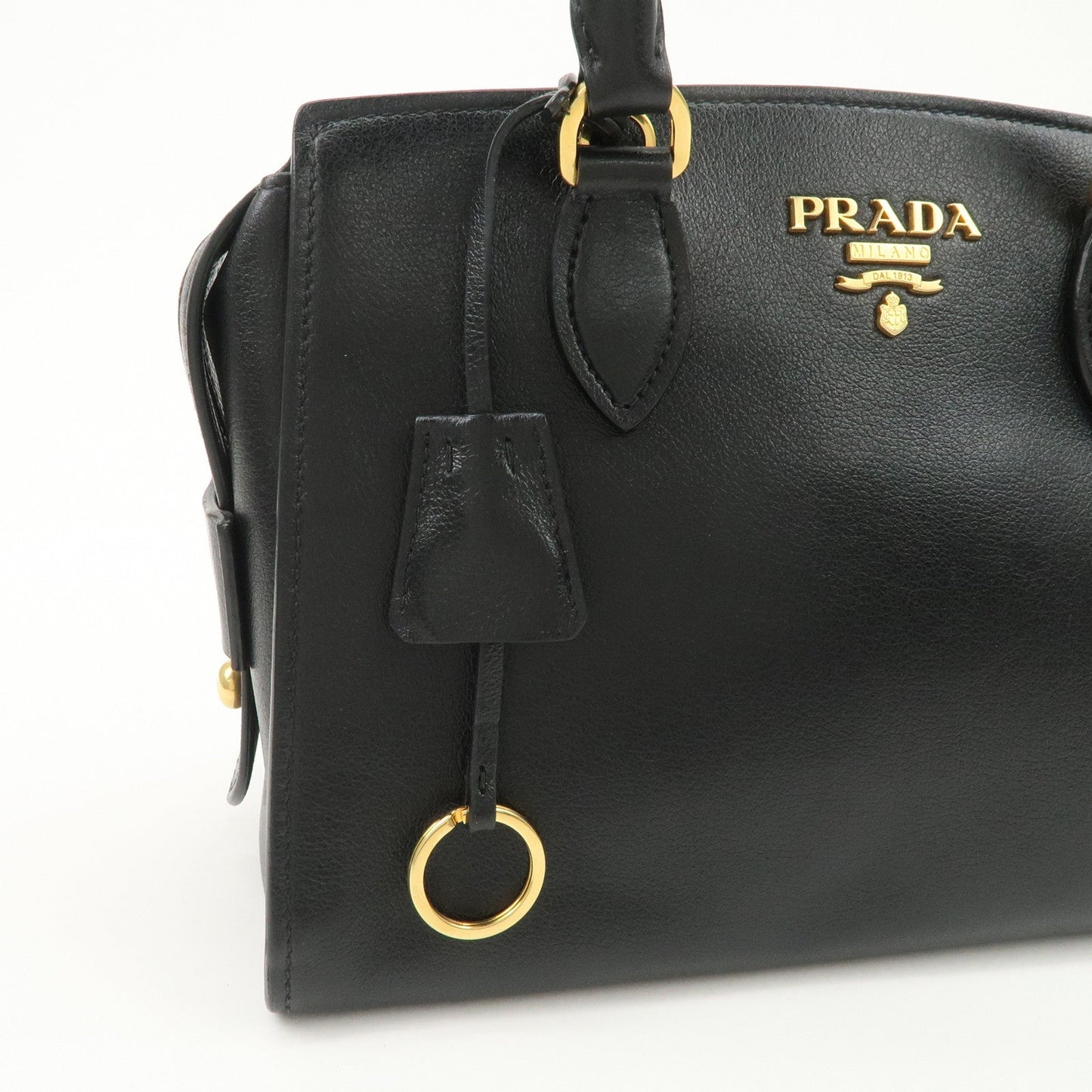 Prada Leather 2Way Bag Hand Bag Black Gold Hardware Used【Pre-order】