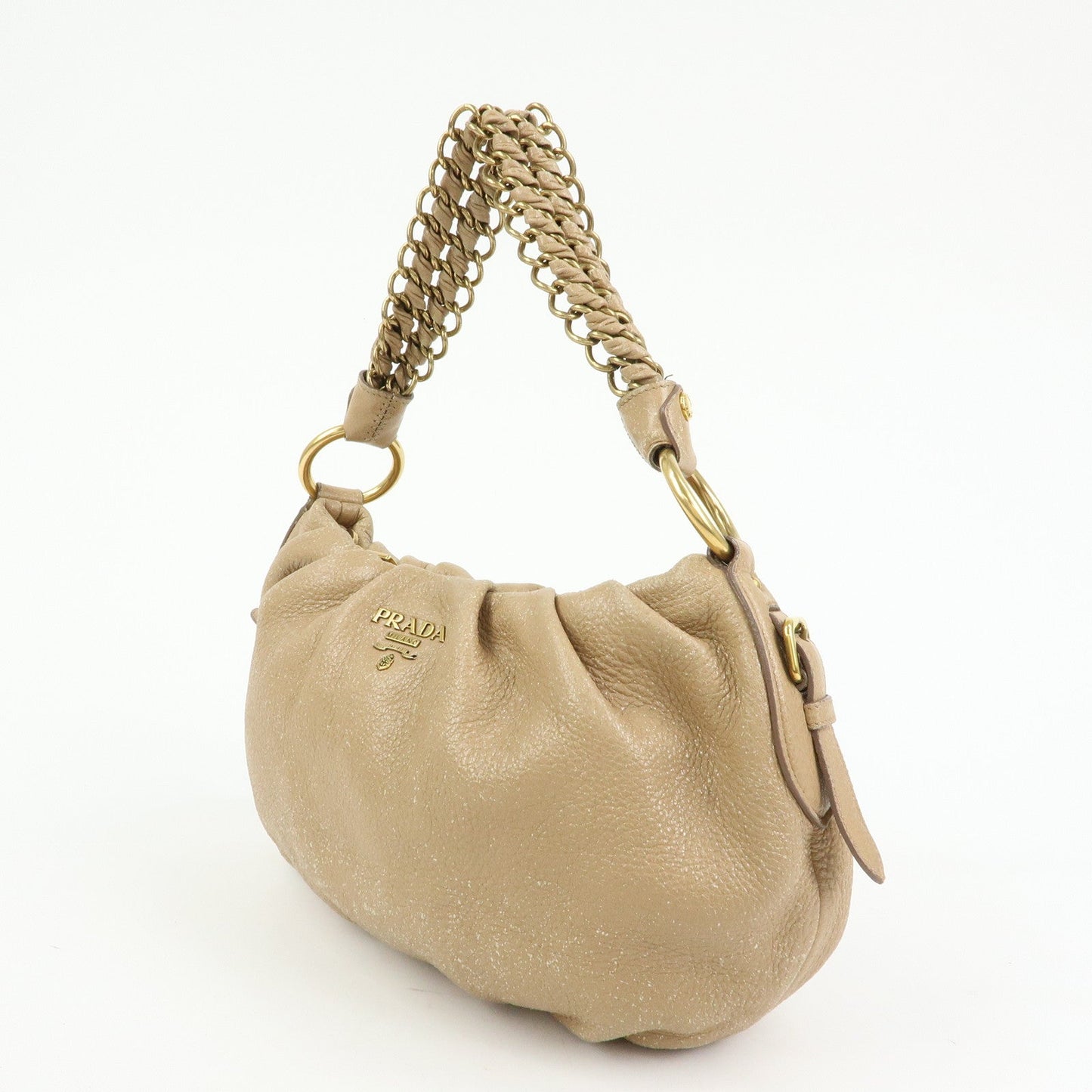 Prada Logo Leather Chain One Shoulder Bag Light Brown BR4243【Pre-order】