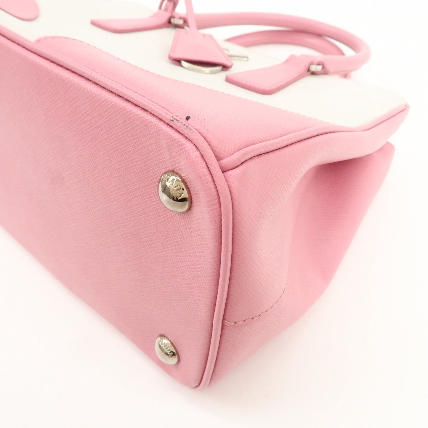 Prada CITY CALF Triangle Logo Saffiano Leather 2Way Bag Pink B2863K【Pre-order】