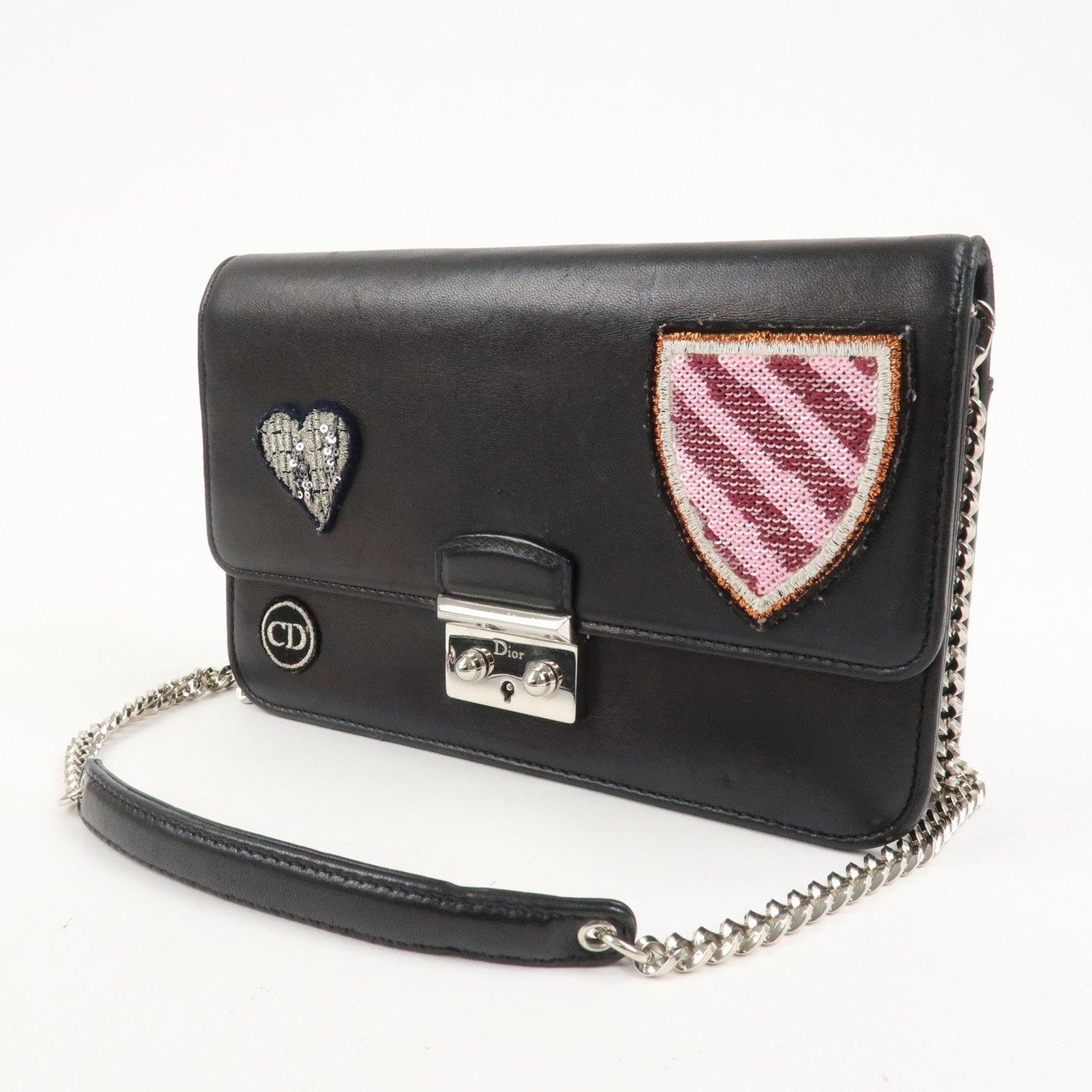 Christian Dior Leather Chain Shoulder Bag Heart Embroidery【Pre-order】