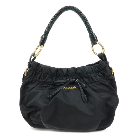 Prada Ribbon Nylon Leather Shoulder Bag Hand Bag Black BR4237【Pre-order】