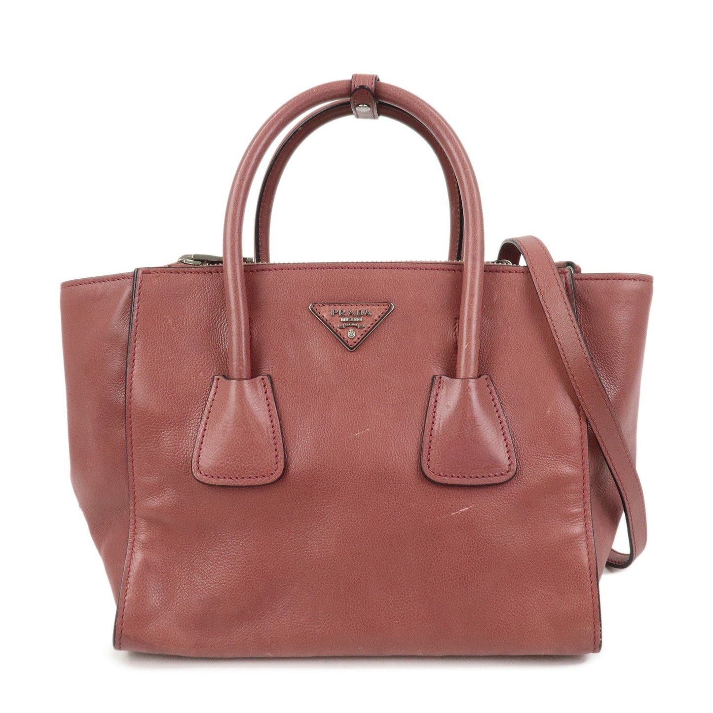 Prada Triangle Logo Leather 2Way Bag Tote Bag Hand Bag Pink B2625M【Pre-order】