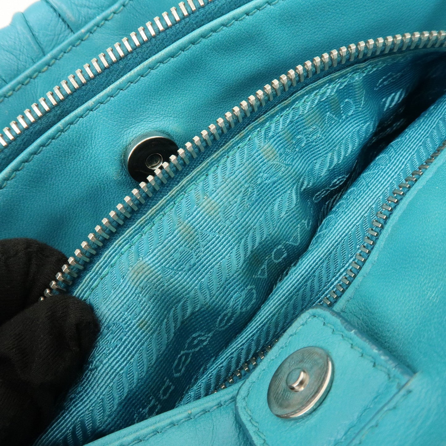 Prada Leather 2Way Bag Hand Bag Shoulder Bag Turquoise Blue【Pre-order】