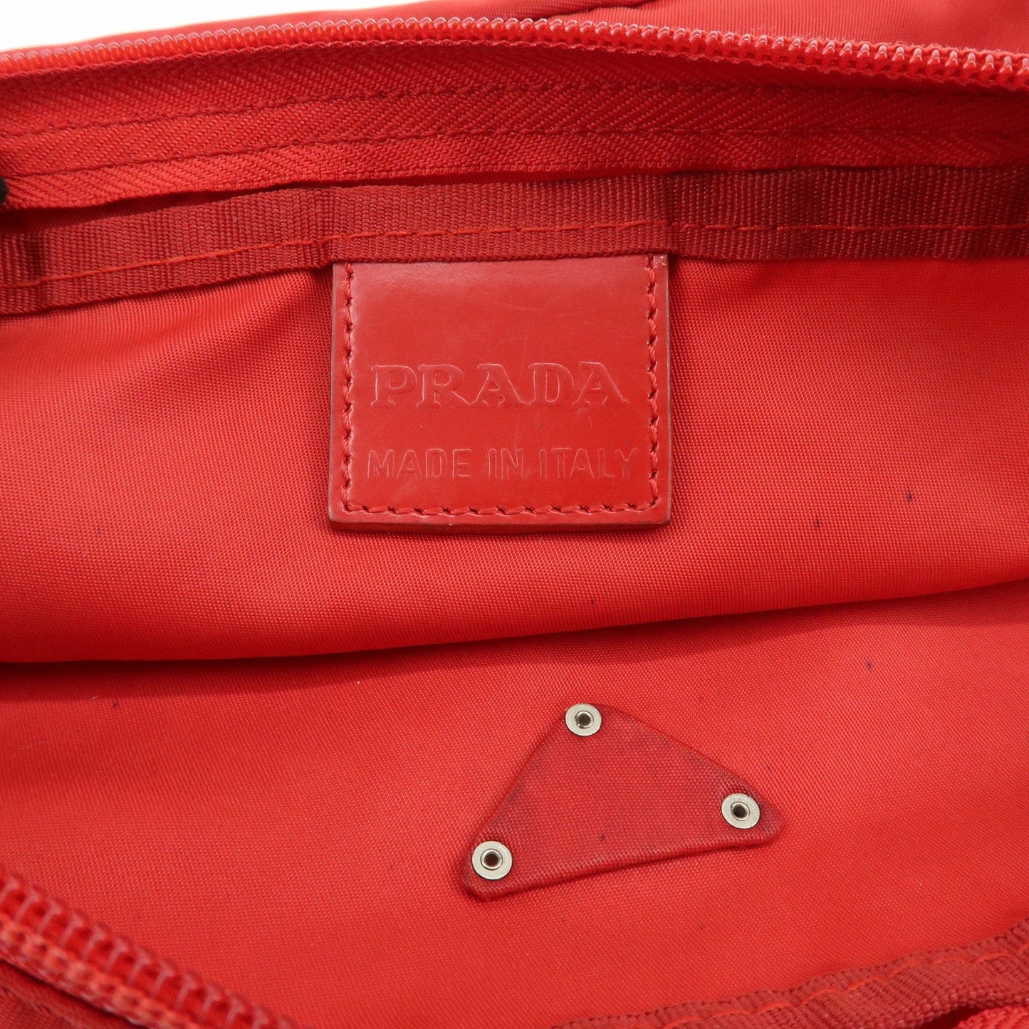 Prada Triangle Logo Set of 2 Nylon Pouch Cosmetic Pouch Red Khaki【Pre-order】