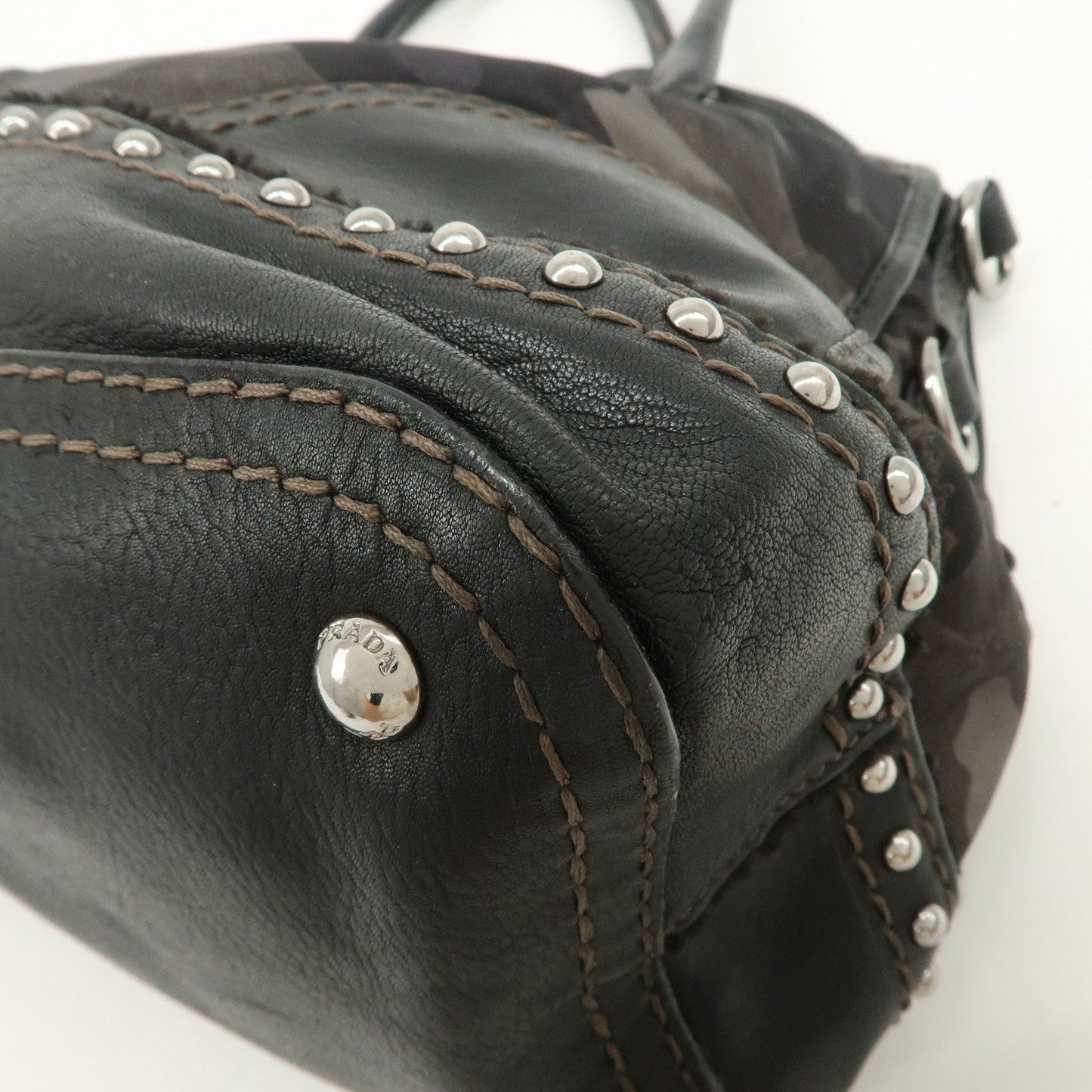 Prada Nylon Leather 2Way Hand Shoulder Bag Black Camouflage BL0688【Pre-order】