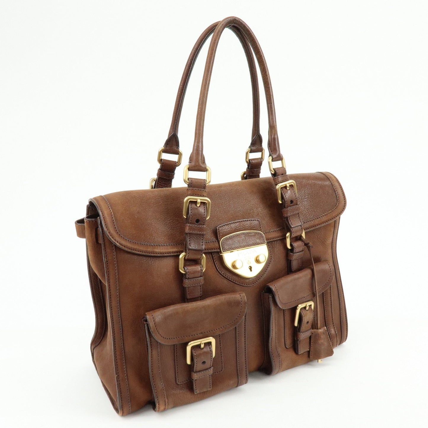 Prada Leather Shoulder Bag Hand Bag Brown BR3130【Pre-order】