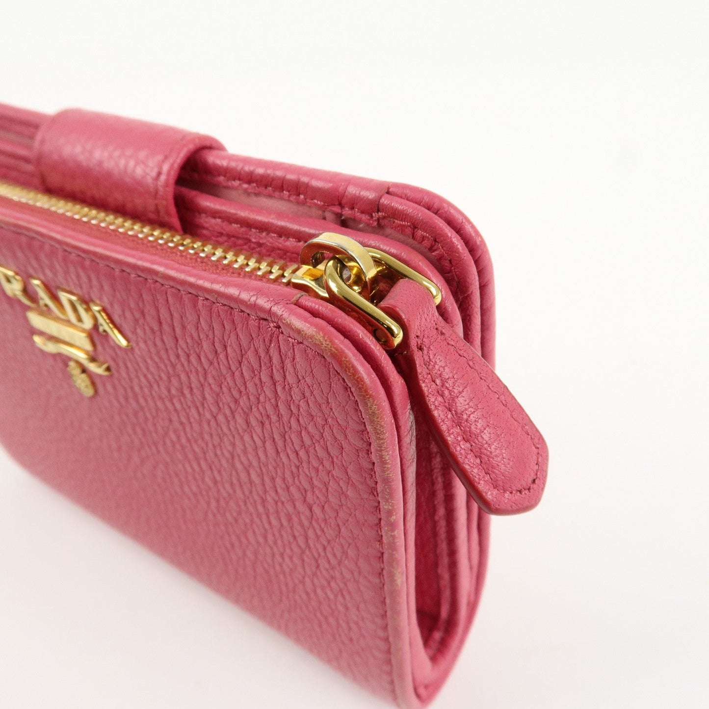 Prada Logo Leather Bi-Fold Wallet Small Wallet Pink 1ML018 Used【Pre-order】