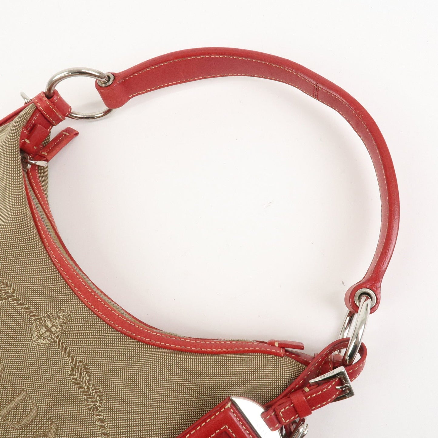 Prada Logo Jacguard Leather Shoulder Bag Light Brown Red BR3429【Pre-order】