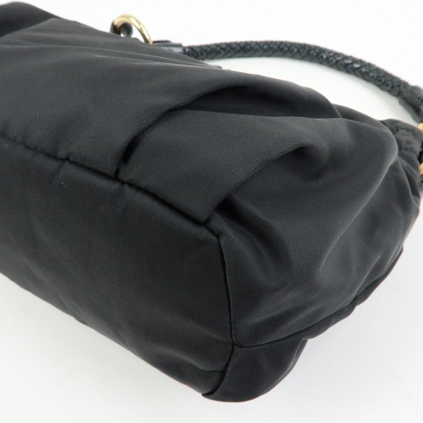 Prada Ribbon Nylon Leather Shoulder Bag Hand Bag Black BR4237【Pre-order】