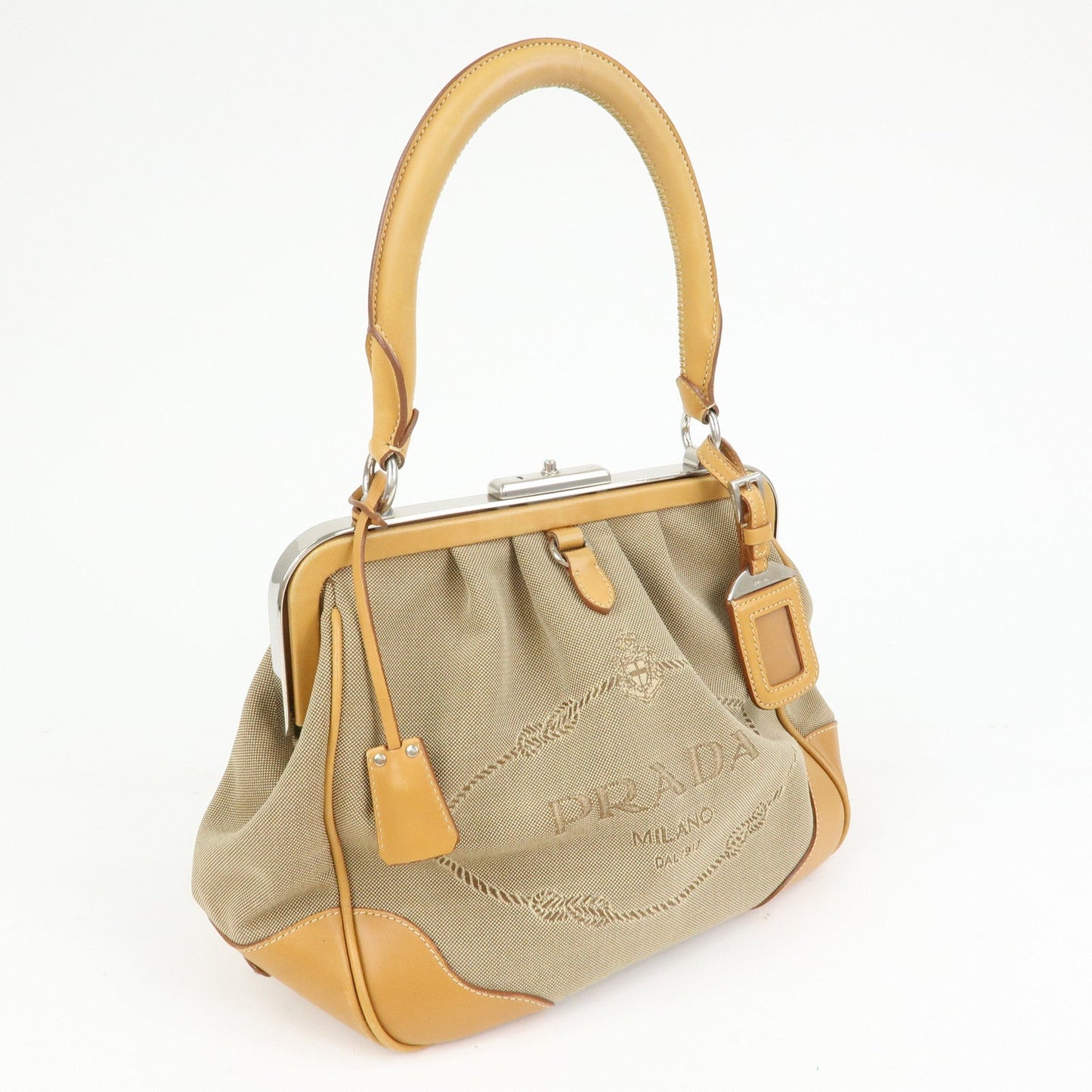 Prada Logo Jacquard Leather Shoulder Bag Light Brown BR3481【Pre-order】