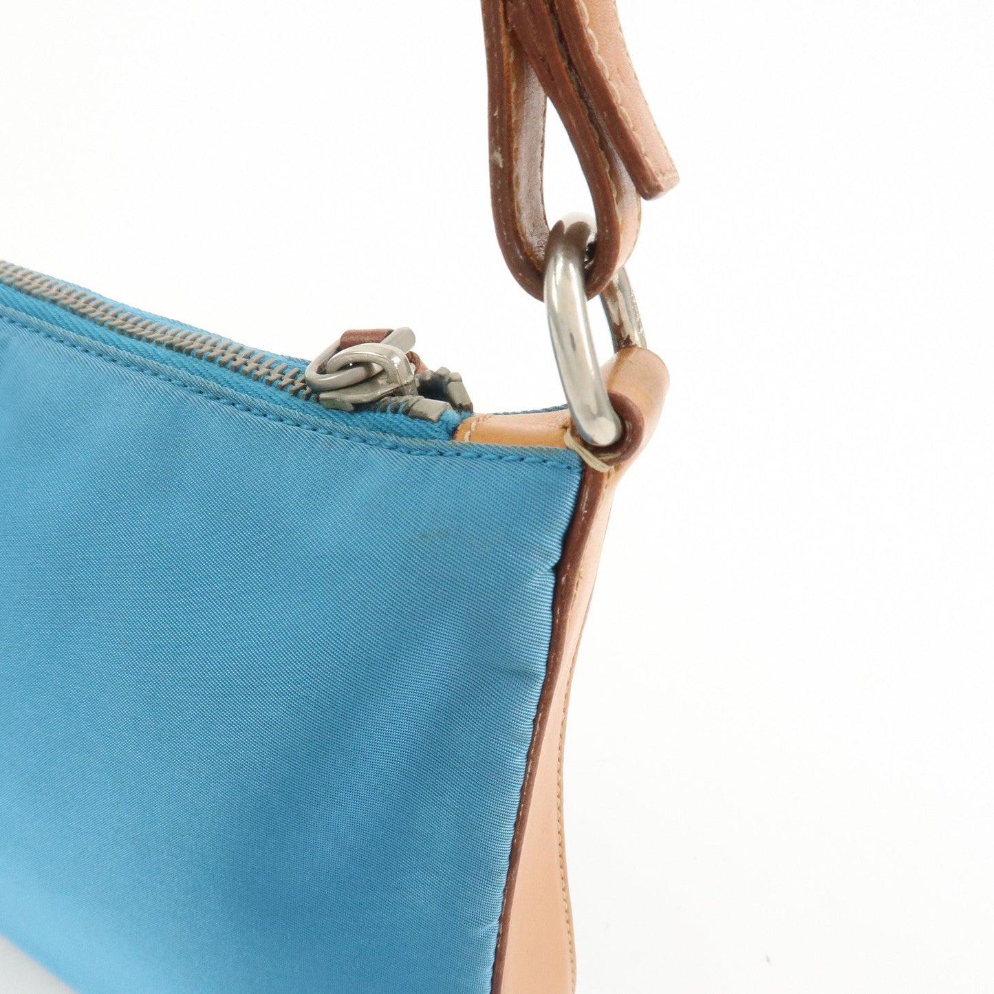 Prada Triangle Logo Nylon Leather Shoulder Bag Blue Brown BR2205【Pre-order】