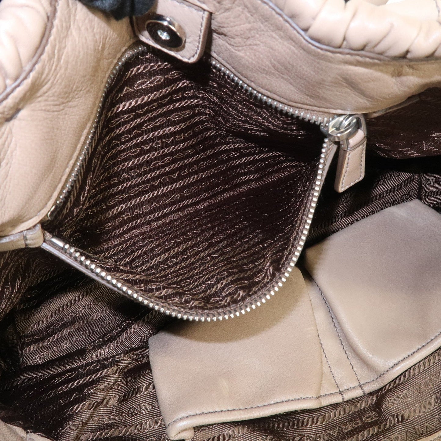 Prada Logo Leather Gathered 2Way Shoulder Bag Hand Bag BN1789【Pre-order】