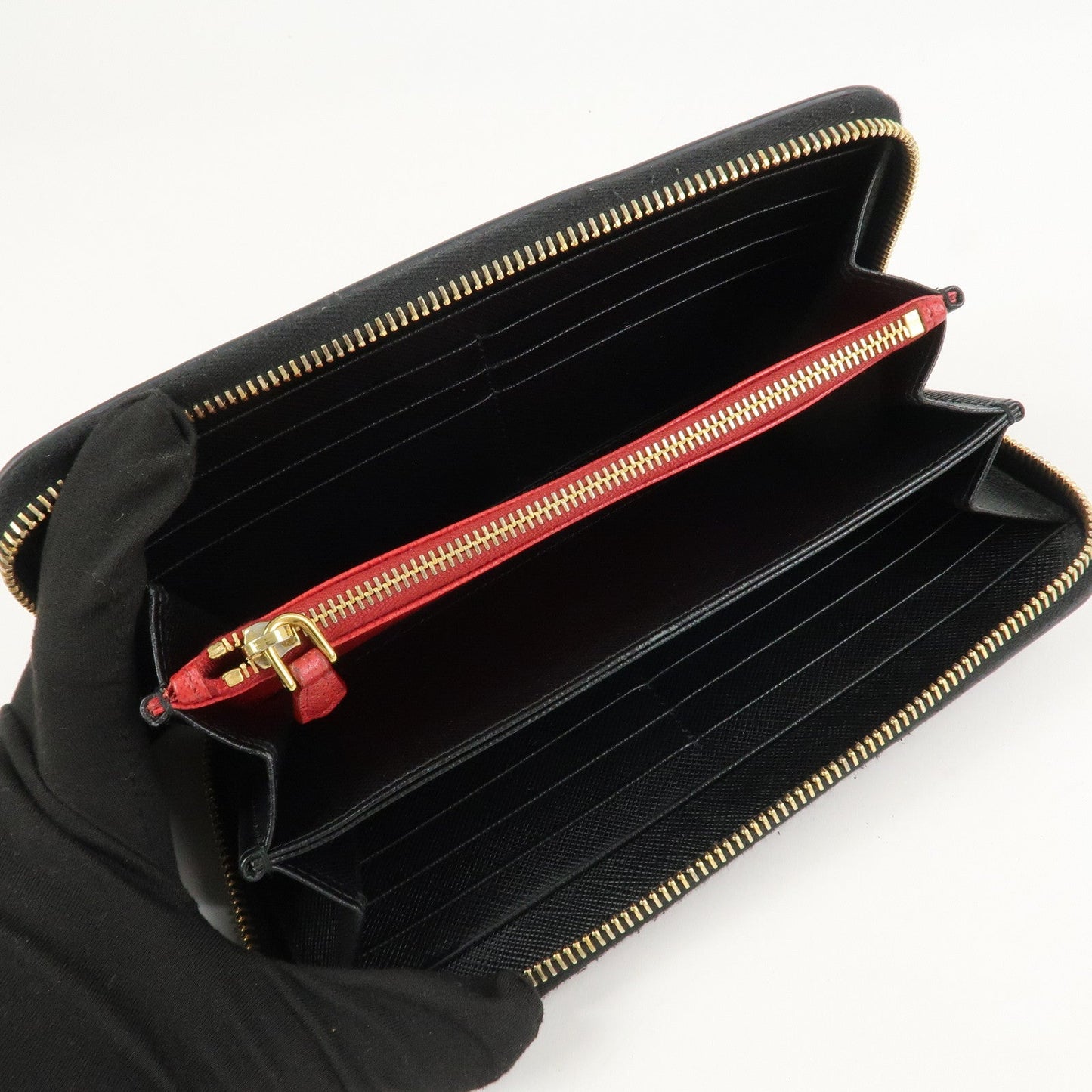 Prada Logo Saffiano Leather Zippy Long Wallet Black 1ML506【Pre-order】