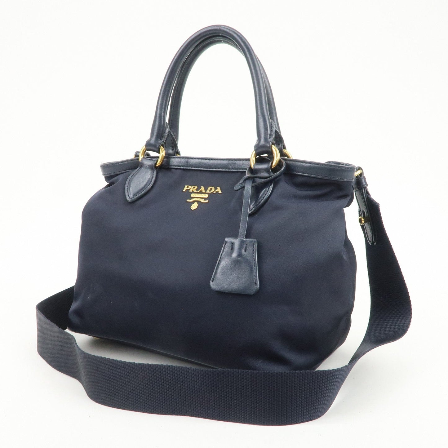 Prada Logo Nylon 2Way Bag Hand Bag Shoulder Bag Navy 1BA172【Pre-order】