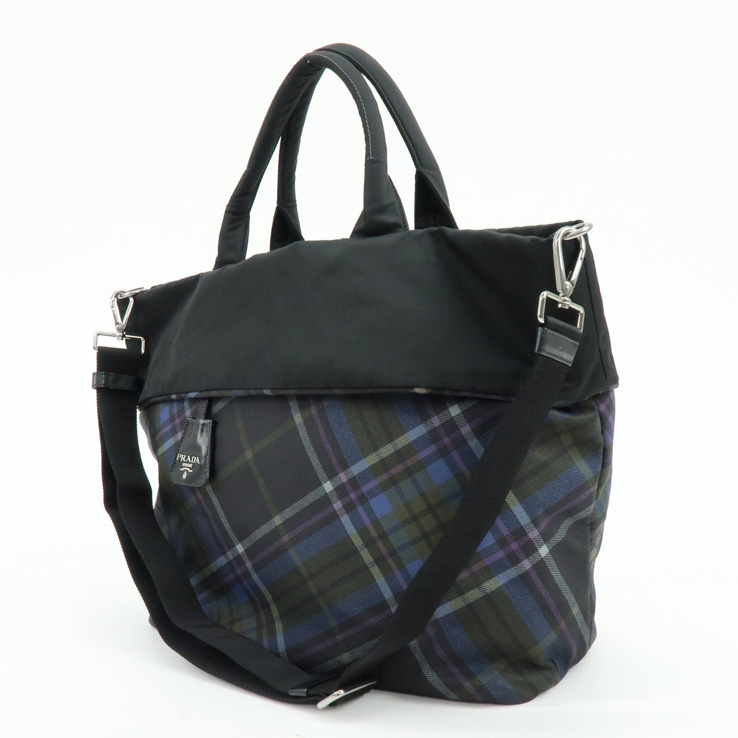Prada Triangle Logo Plaid Nylon Leather 2Way Bag Hand Shoulder Bag【Pre-order】