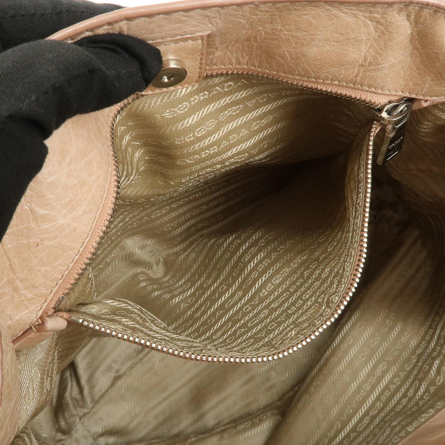 Prada Triangle Logo Leather 2Way Hand Bag Shoulder Bag Beige BR4617【Pre-order】