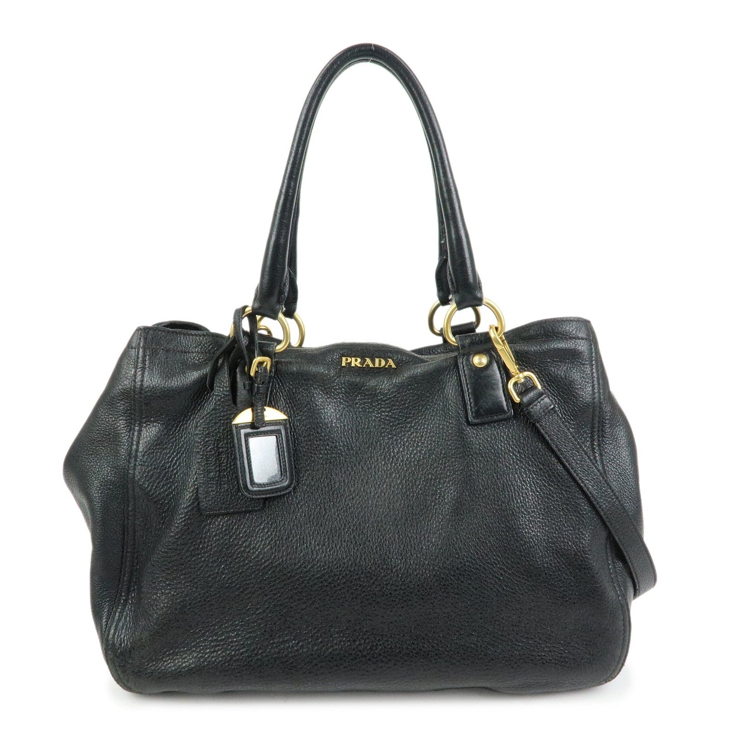 Prada Logo Leather 2Way Bag Hand Bag Shoulder Bag Black BR4083【Pre-order】
