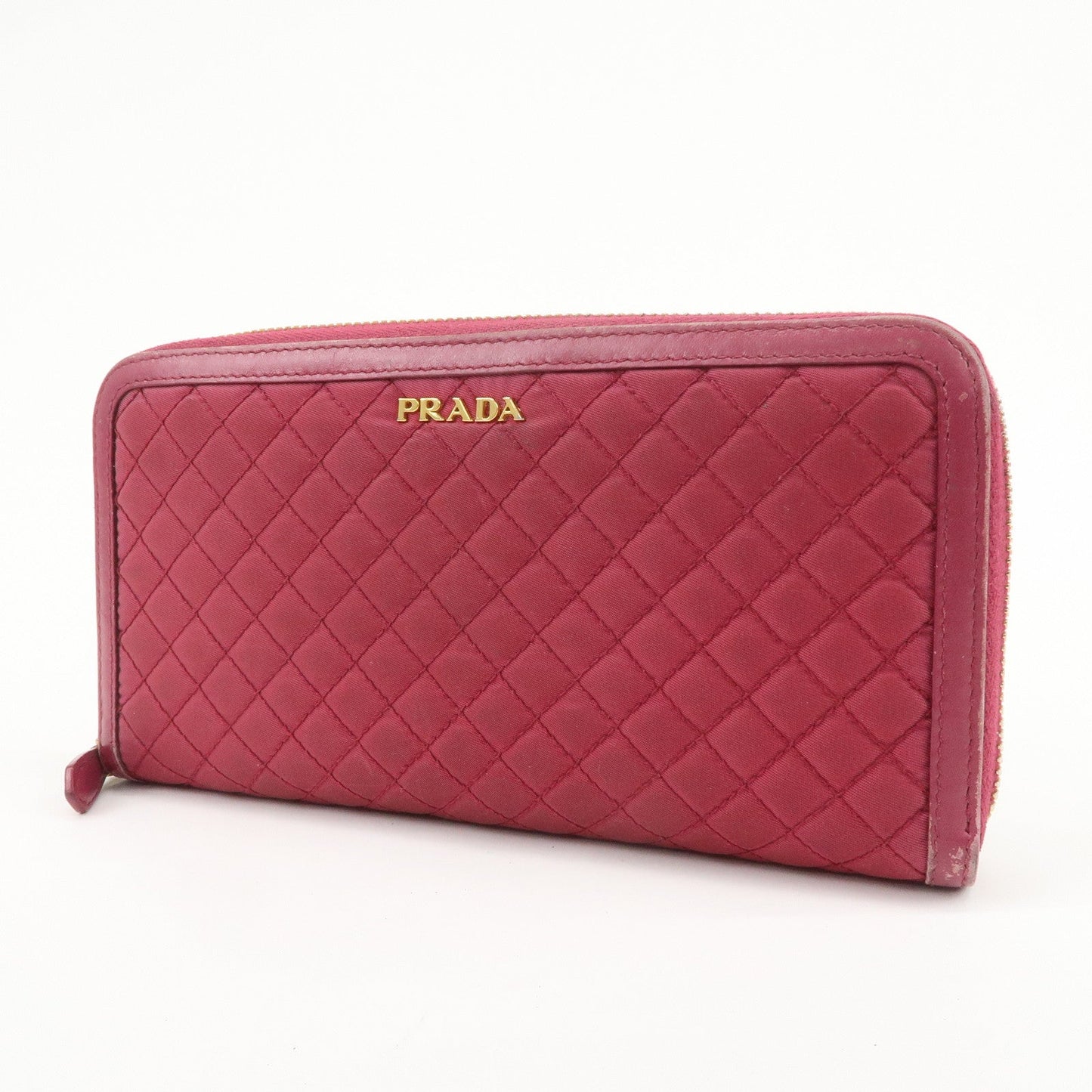 Prada Nylon Leather Round Zippy Wallet Long Wallet Pink【Pre-order】