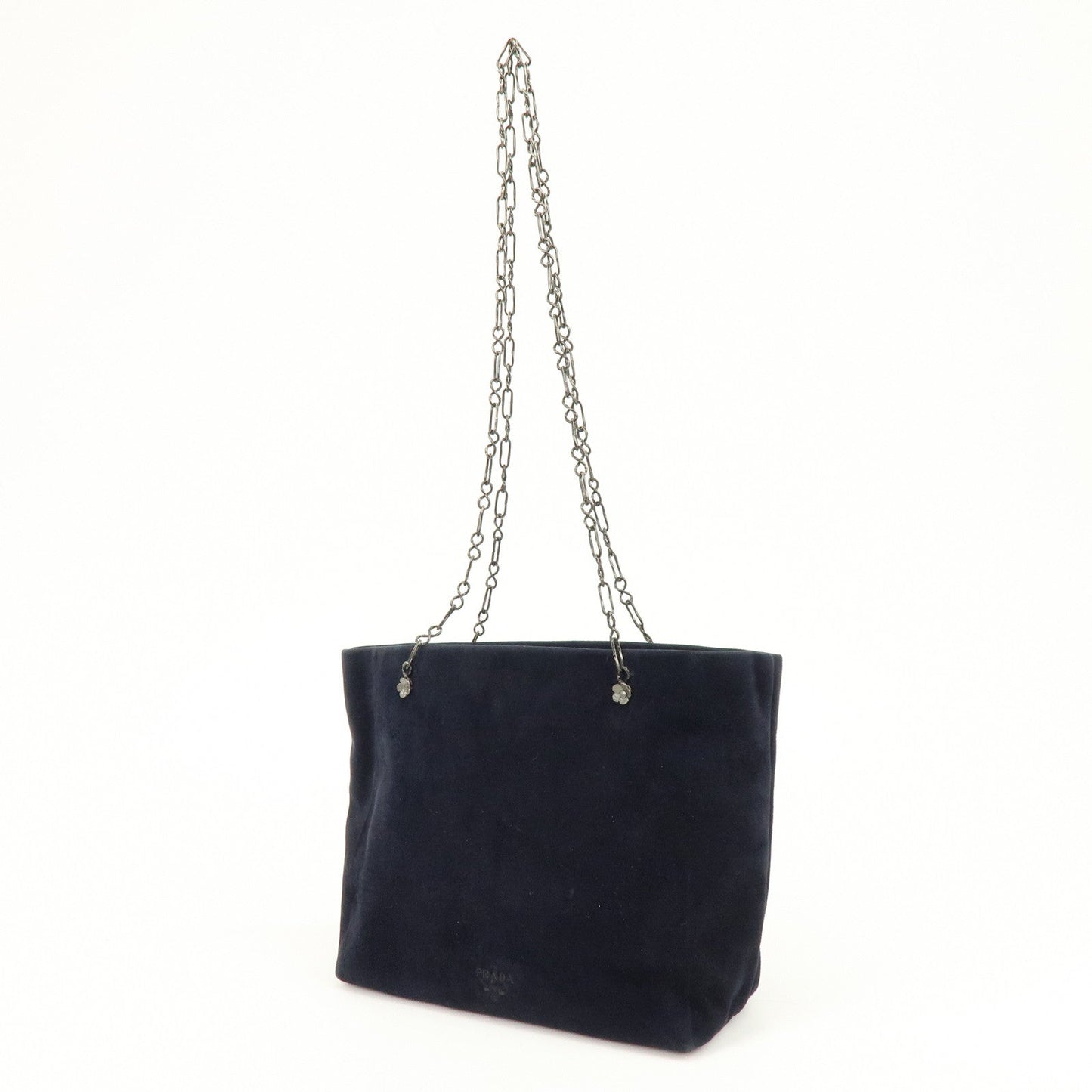Prada Logo Suede Chain Shoulder Bag Tote Bag Dark Navy【Pre-order】