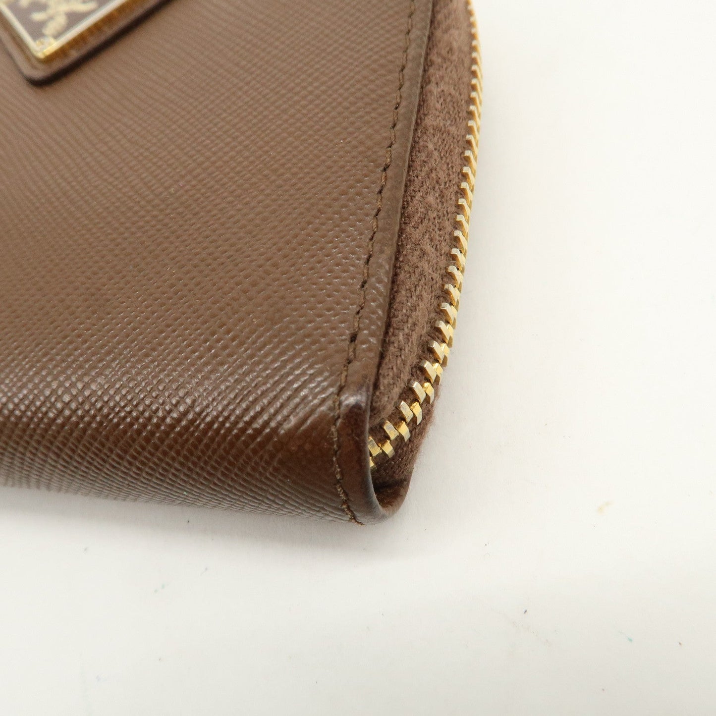 Prada Triangle Logo Saffiano Leather Coin Case Coin Purse Brown【Pre-order】