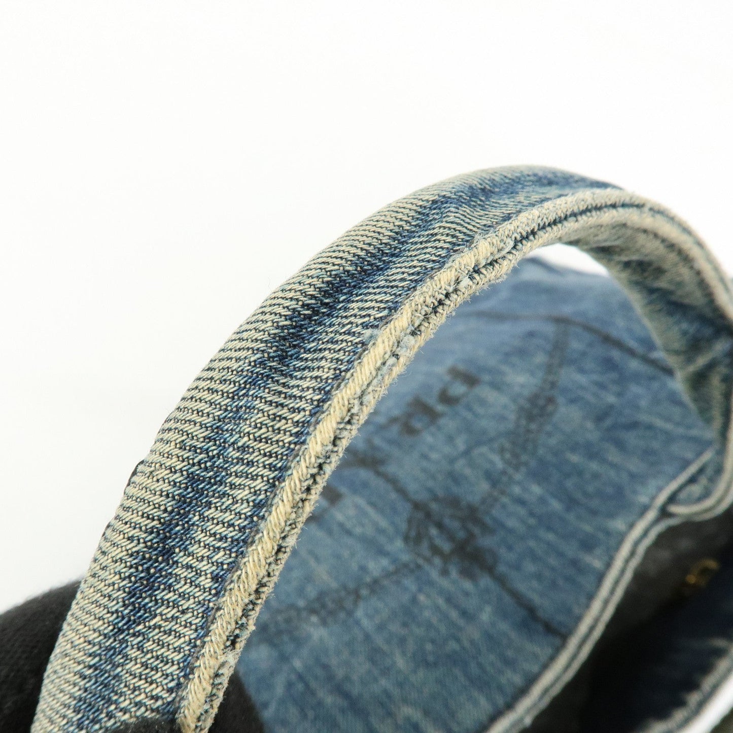Prada Logo Canapa Canvas Denim Tote Bag Hand Bag Blue B1877B【Pre-order】