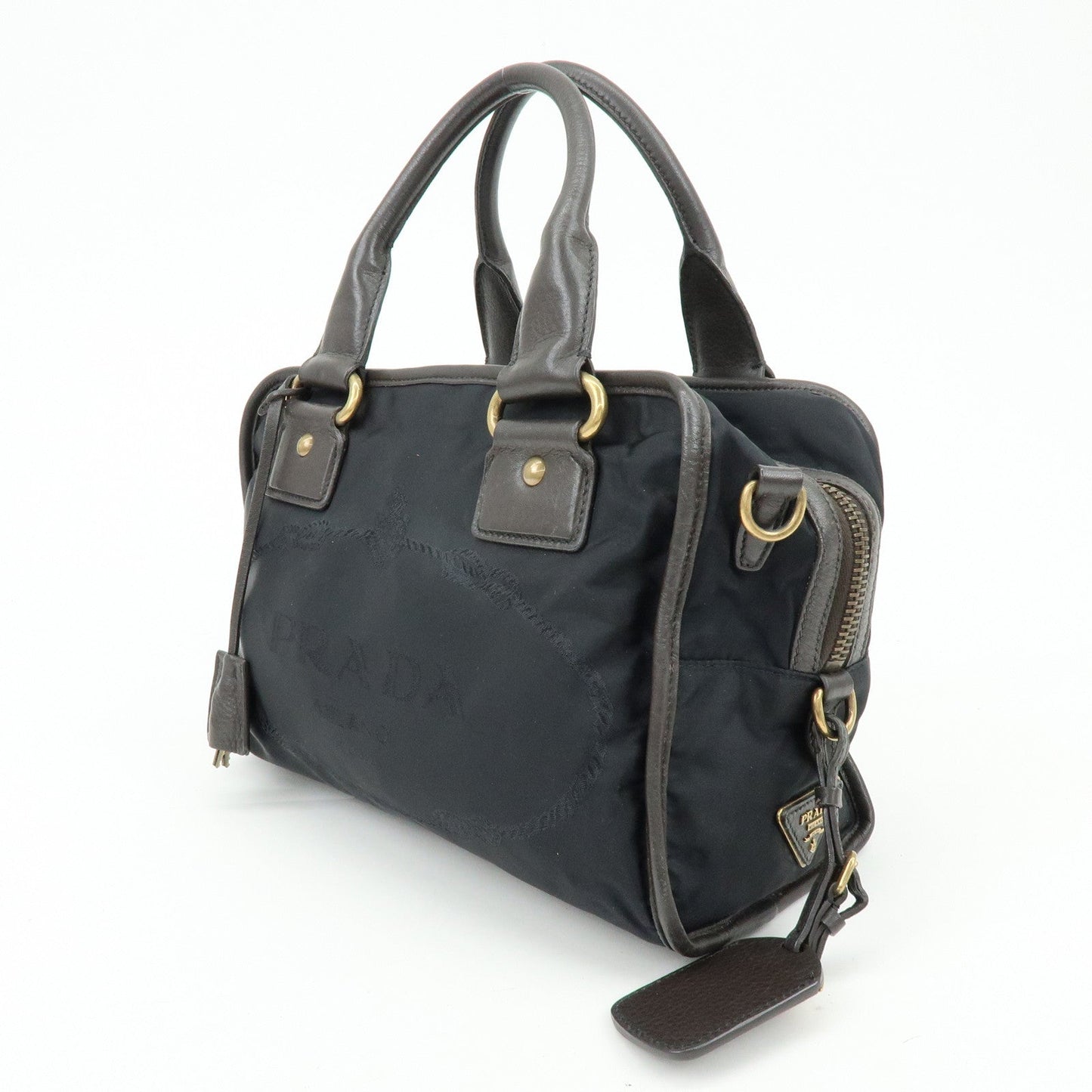 Prada Triangle Logo Nylon Leather 2Way Hand Shoulder Bag Black【Pre-order】
