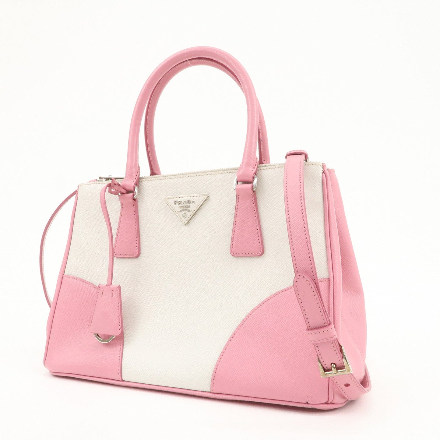 Prada CITY CALF Triangle Logo Saffiano Leather 2Way Bag Pink B2863K【Pre-order】
