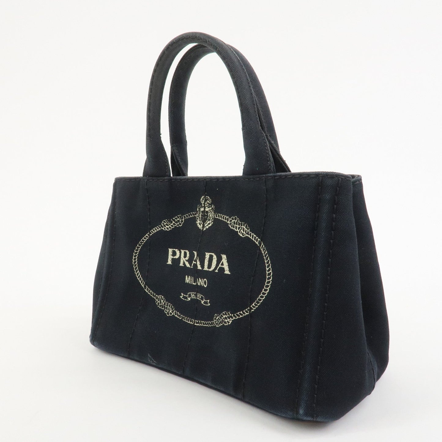 Prada Canapa Mini Triangle Logo Canvas 2Way Hand Bag Black 1BG439【Pre-order】