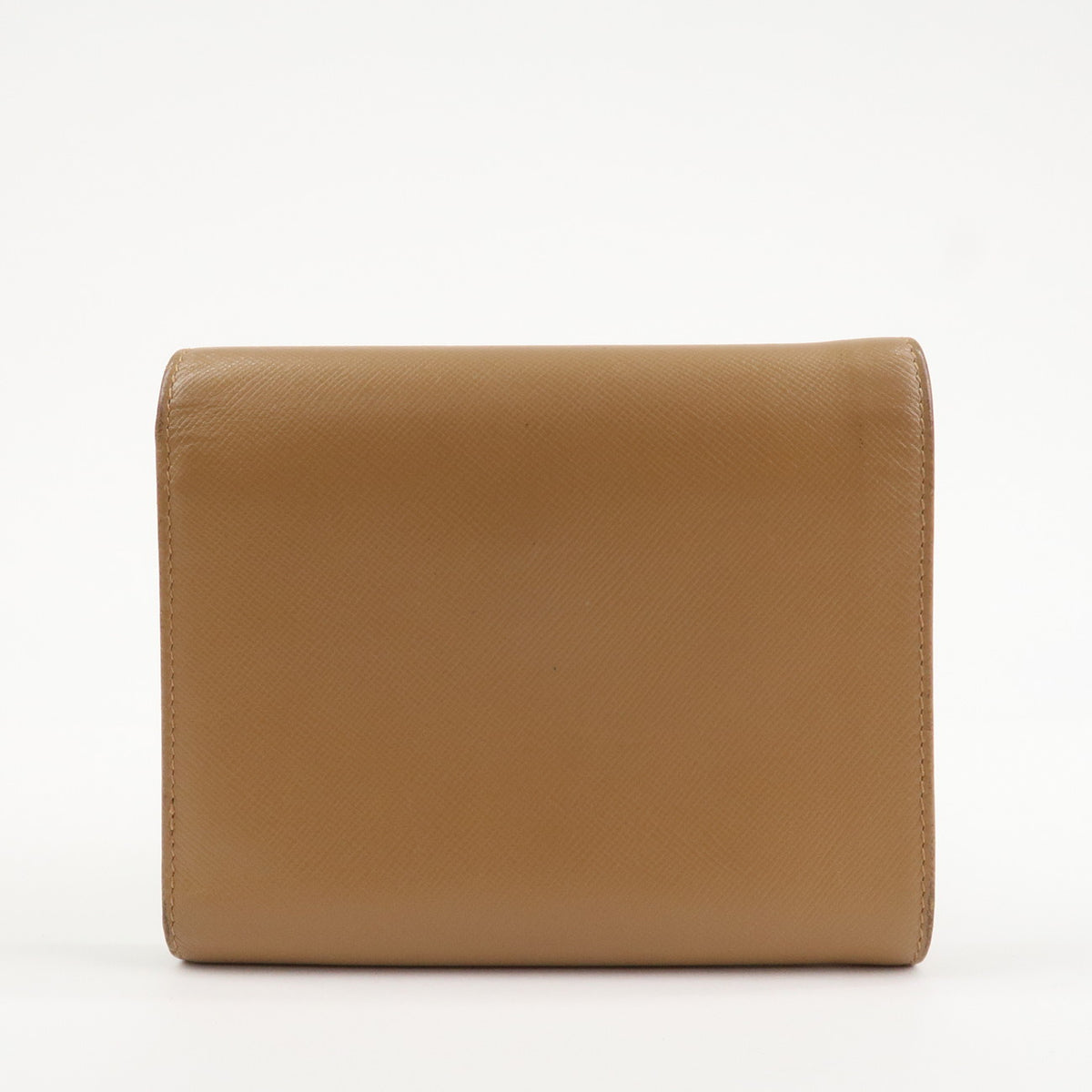 Prada Triangle Logo Saffiano Leather Trifold Wallet Brown Used【Pre-order】