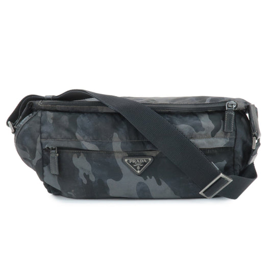 Prada Triangle Logo Nylon Camouflage Shoulder Bag Black Gray Navy Used【Pre-order】