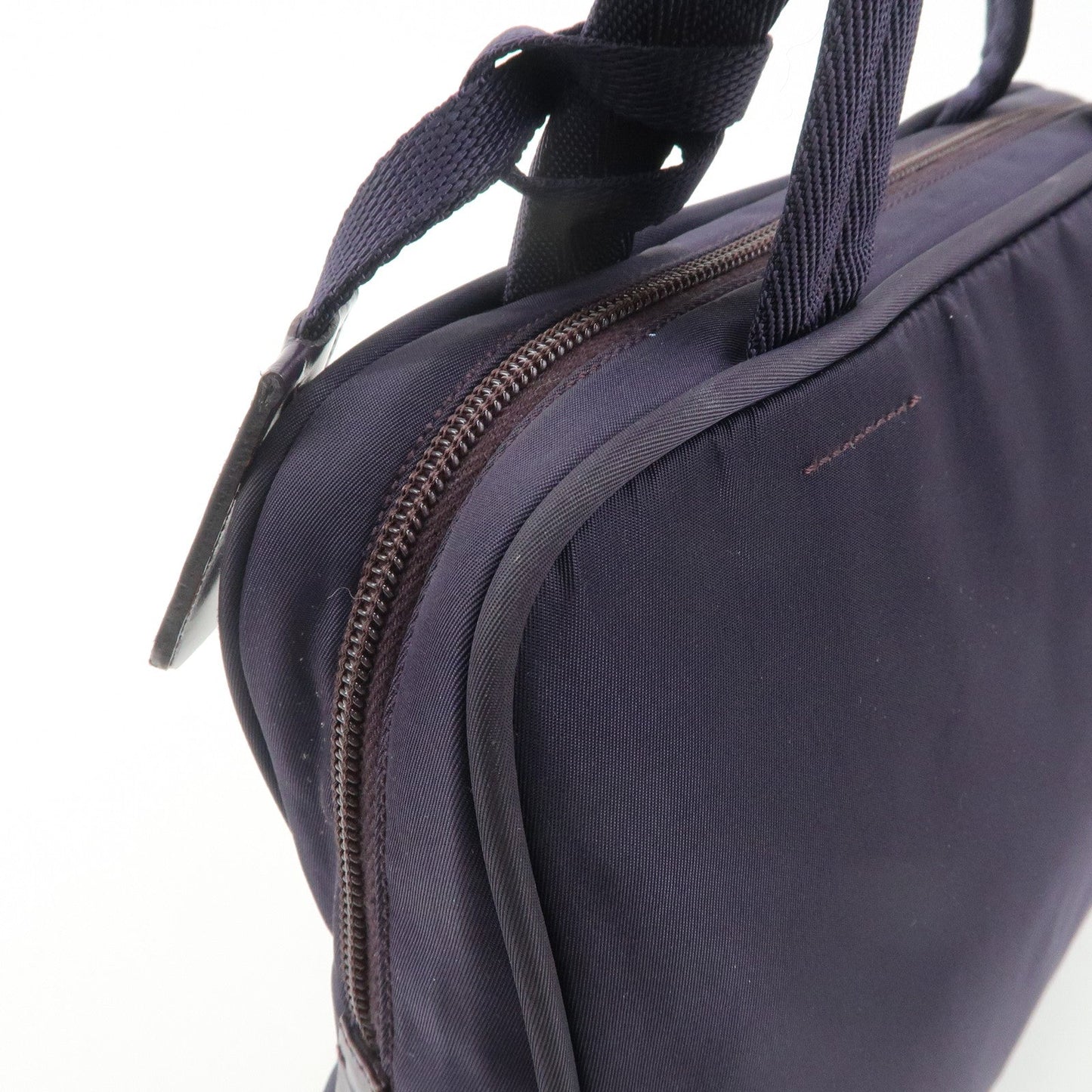 Prada Triangle Logo Leather Nylon Hand Bag Purple B8495【Pre-order】