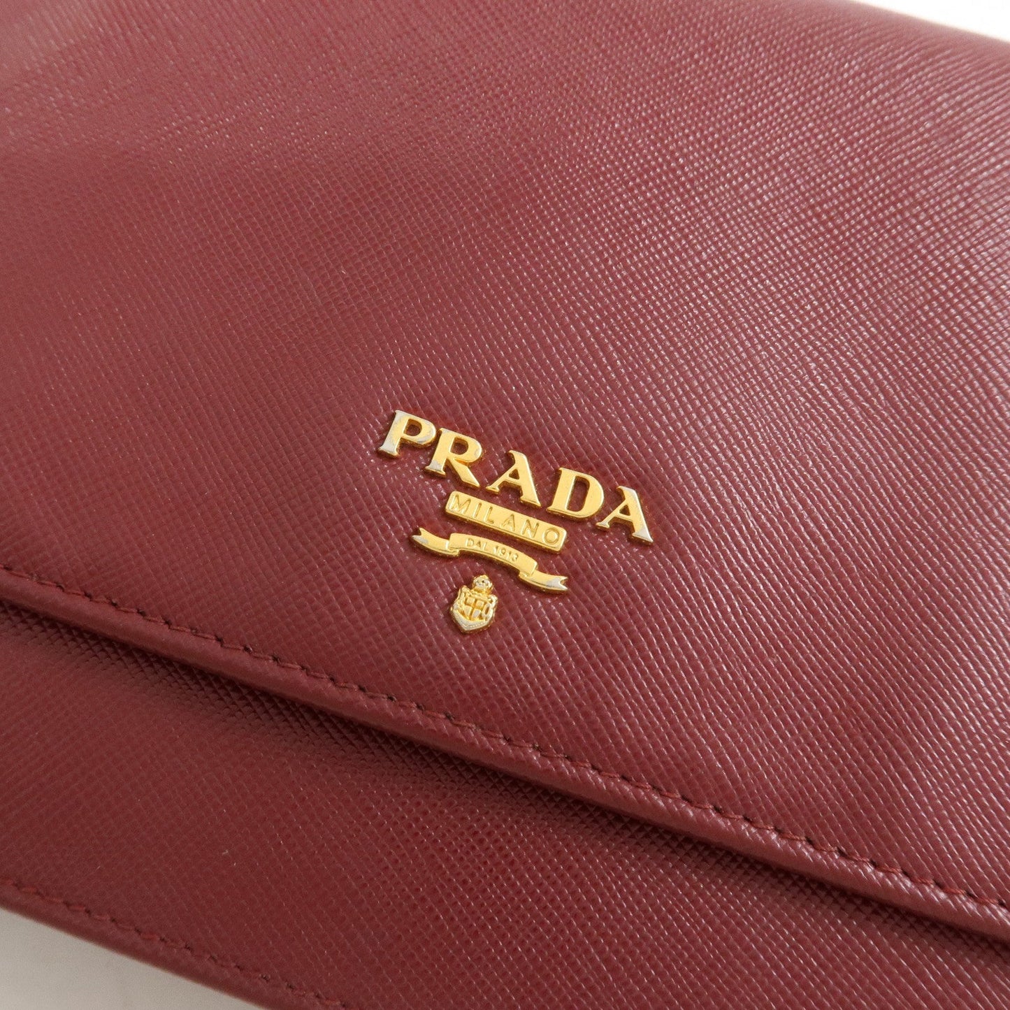 Prada Saffiano Leather Shoulder Wallet Red Gold BT1019【Pre-order】