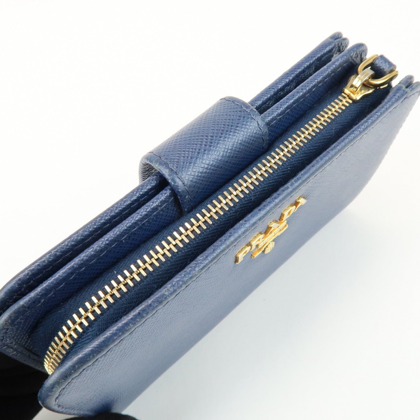 Prada Saffiano Leather Compact Wallet Navy Gold 1ML225【Pre-order】