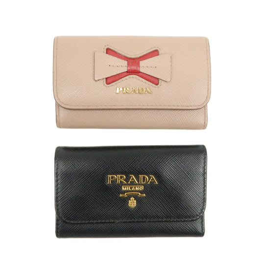 Prada Logo Leather Set Of 2 Key Chains Black Beige 1PG222/1PG004【Pre-order】
