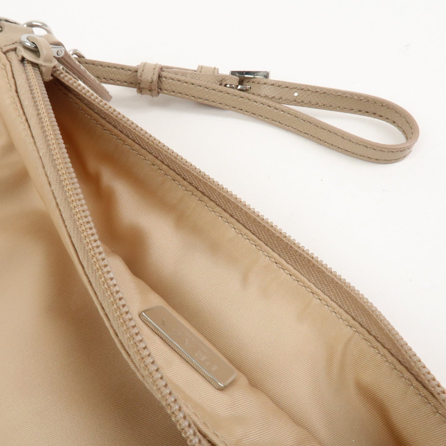 Prada Triangle Logo TESSUTO Hand Bag Pouch Beige 1NH545【Pre-order】