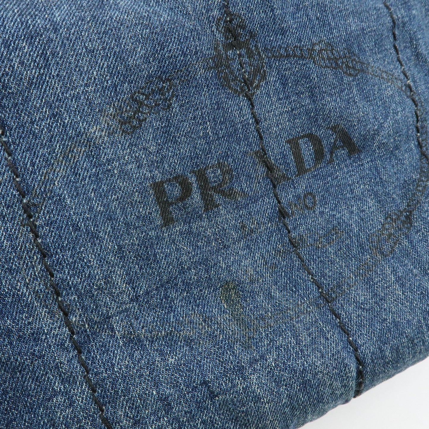 Prada Logo Canapa Canvas Denim Tote Bag Hand Bag Blue B1877B【Pre-order】