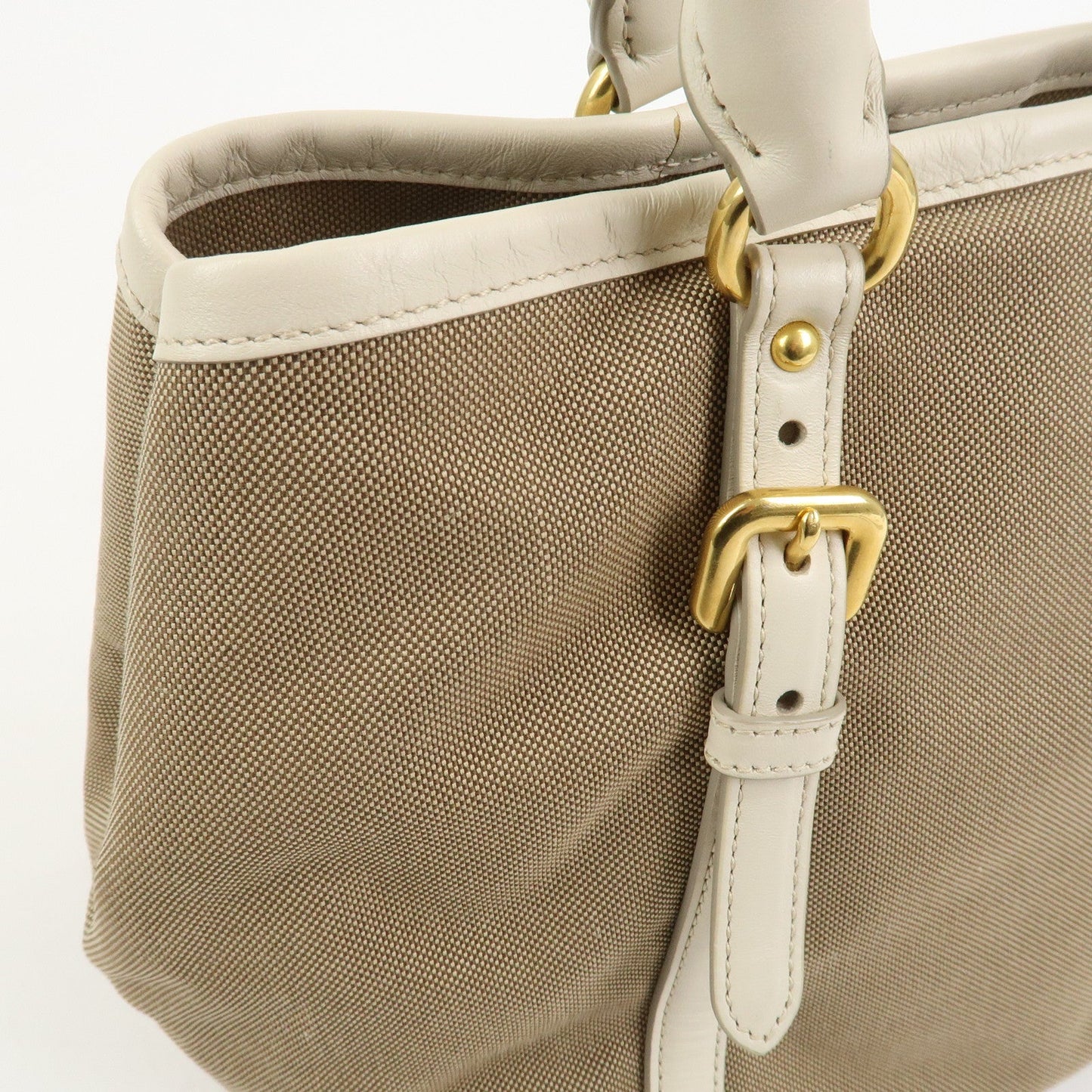 Prada Logo Jaquard Leather 2Way Hand Bag Shoulder Bag Beige White【Pre-order】
