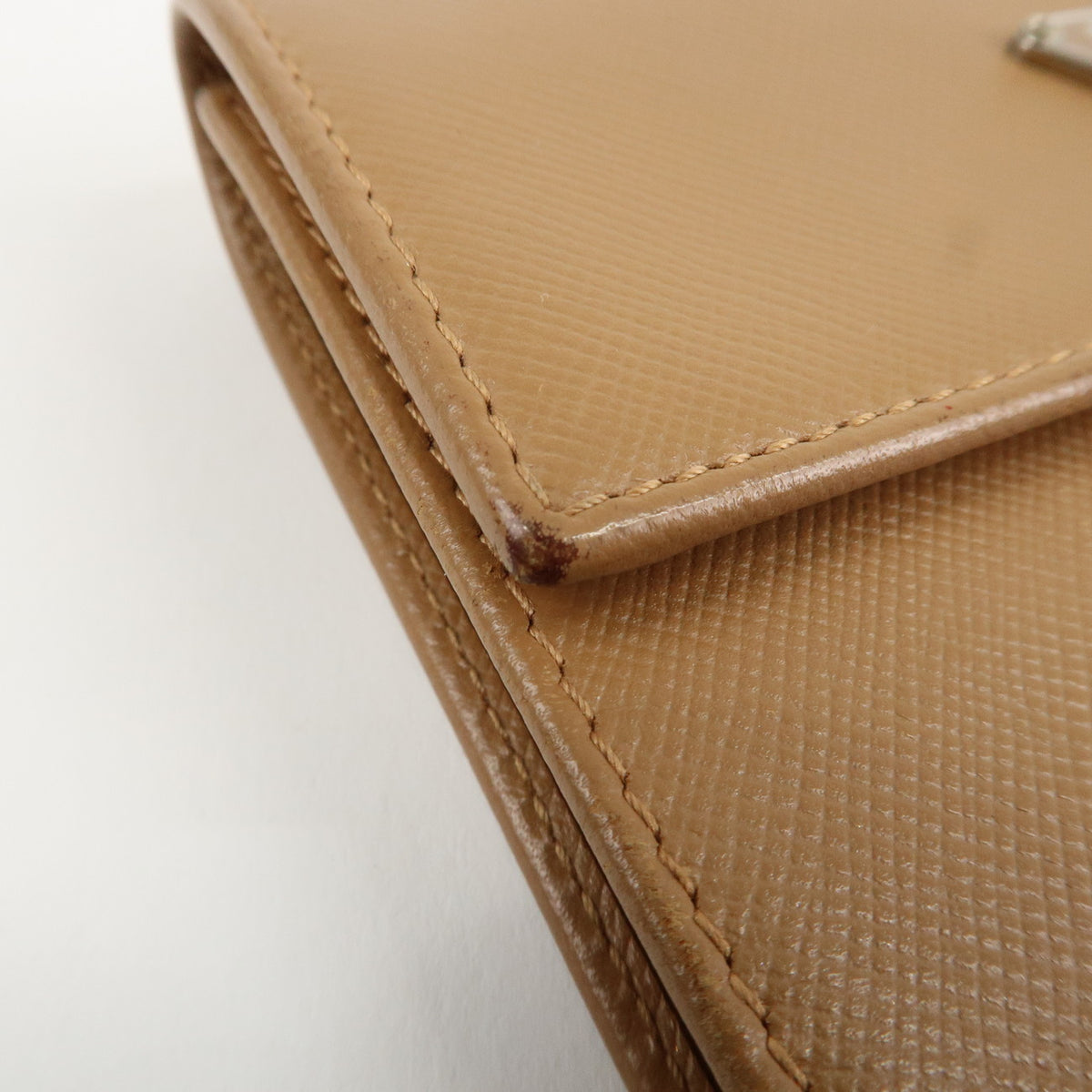 Prada Triangle Logo Saffiano Leather Trifold Wallet Brown Used【Pre-order】