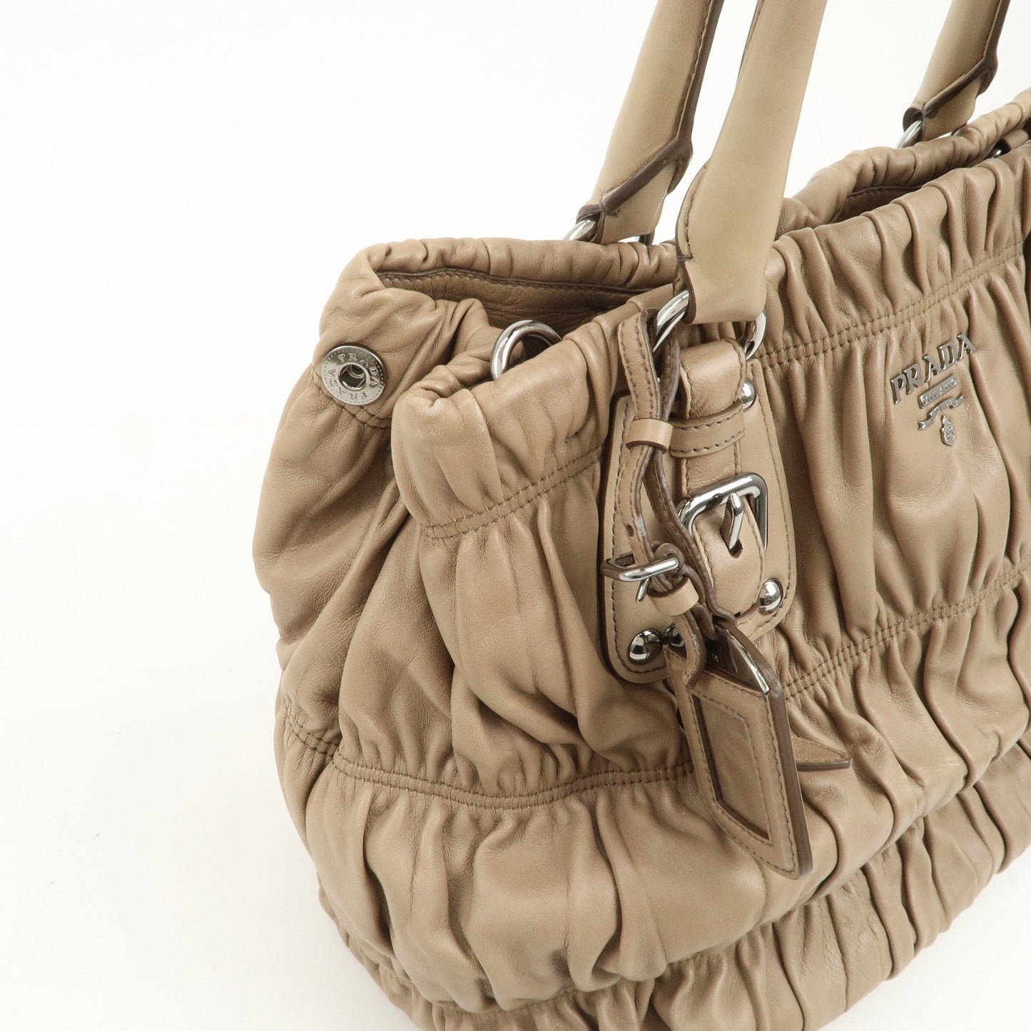 Prada Logo Leather Gathered 2Way Shoulder Bag Hand Bag BN1789【Pre-order】