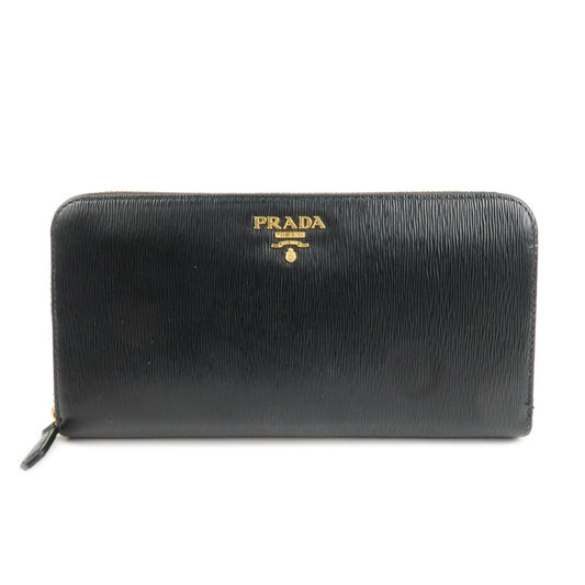 Prada Vitello Move Leather Round Zippy Wallet Black 1ML506 Used【Pre-order】