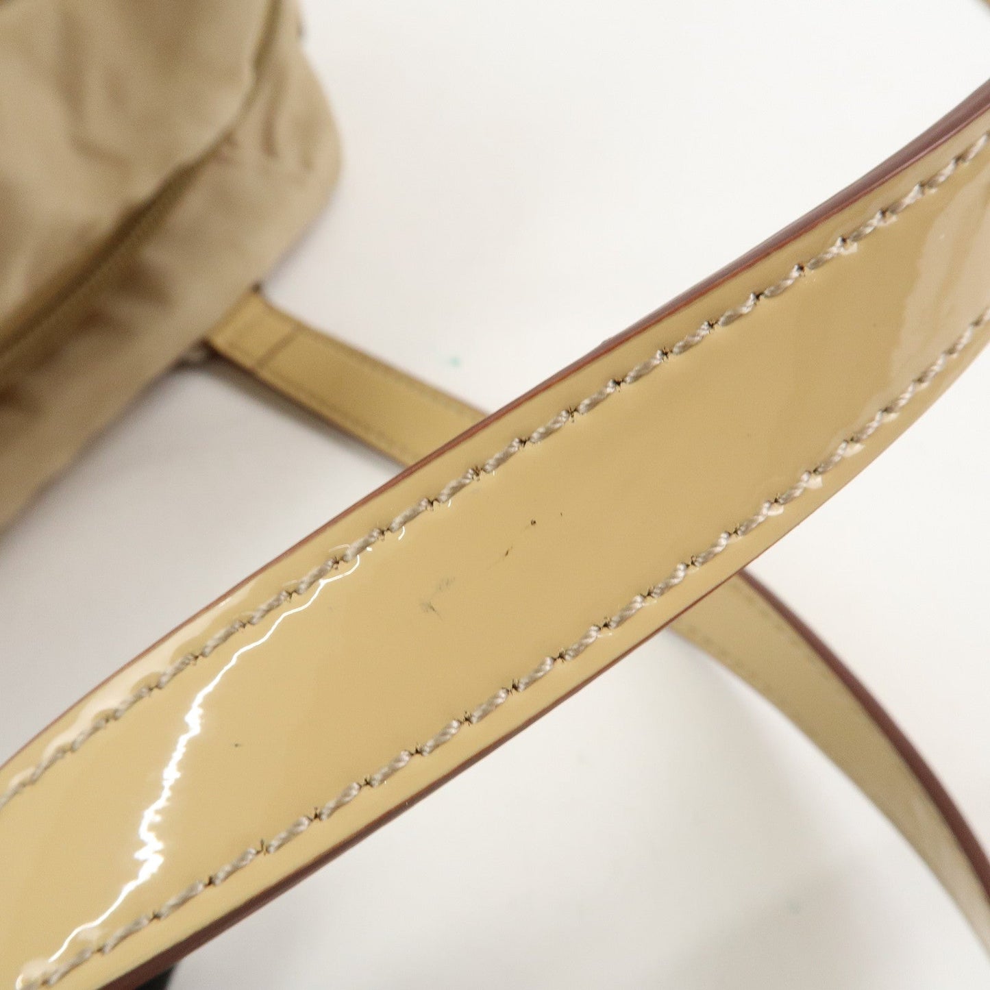 Prada Logo Nylon Patent Leather Mini Boston Bag Beige BR3150【Pre-order】