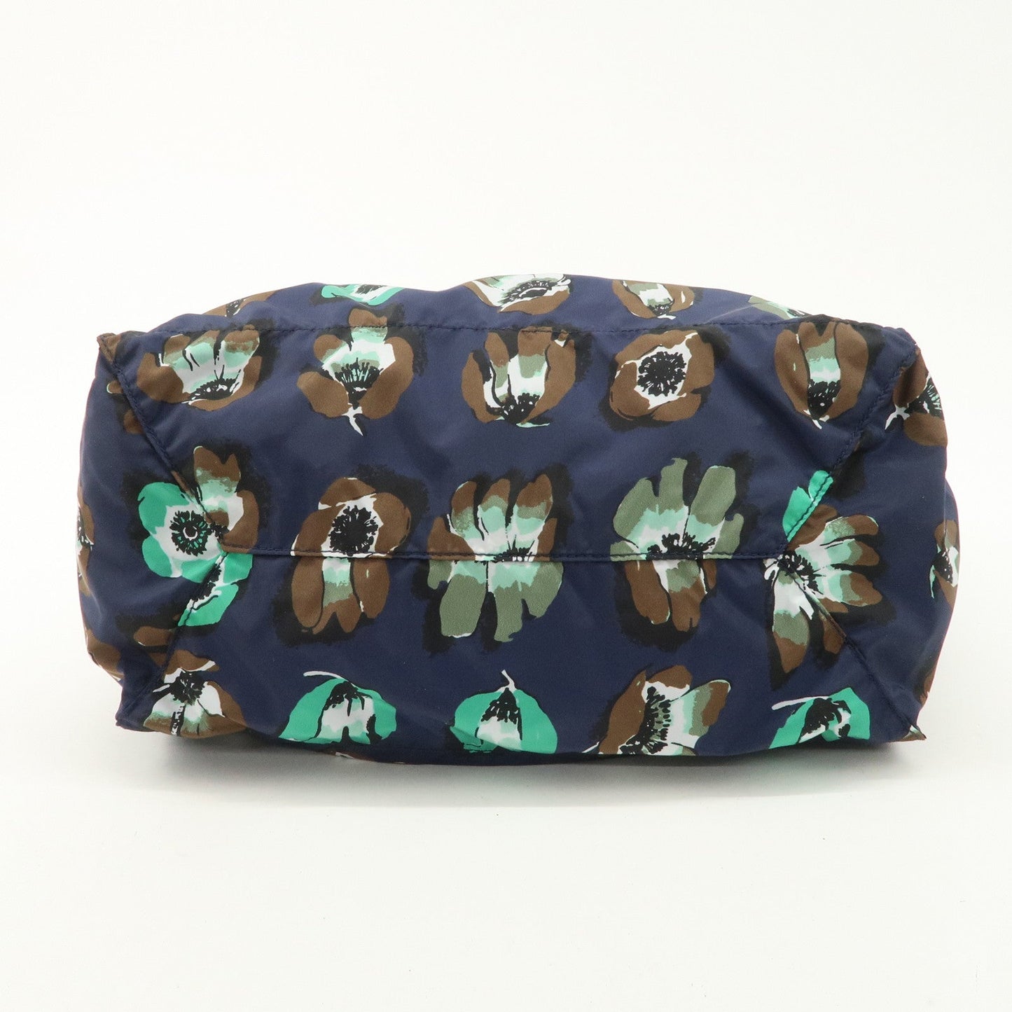 Prada Triangle Logo Nylon Tote Bag w/Pouch Flower Print Navy B4626B Used【Pre-order】
