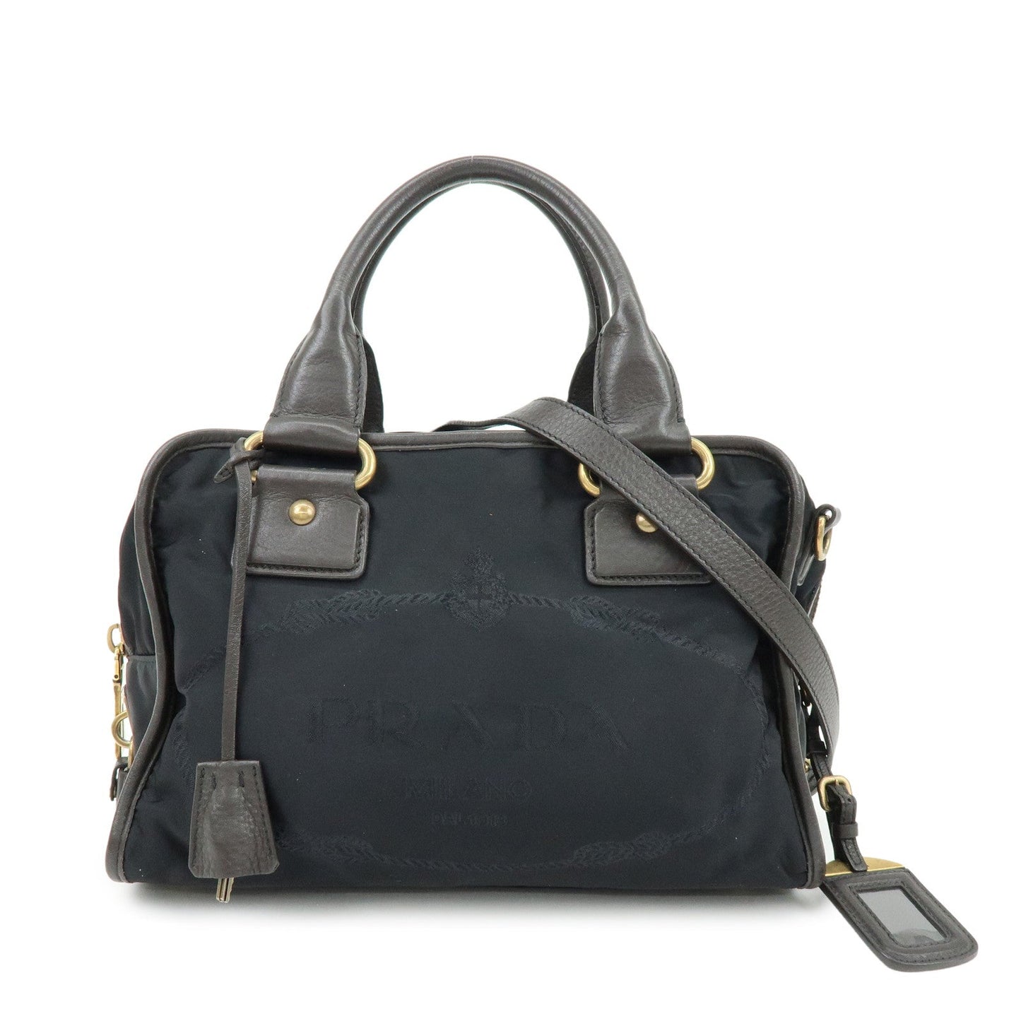 Prada Triangle Logo Nylon Leather 2Way Hand Shoulder Bag Black【Pre-order】