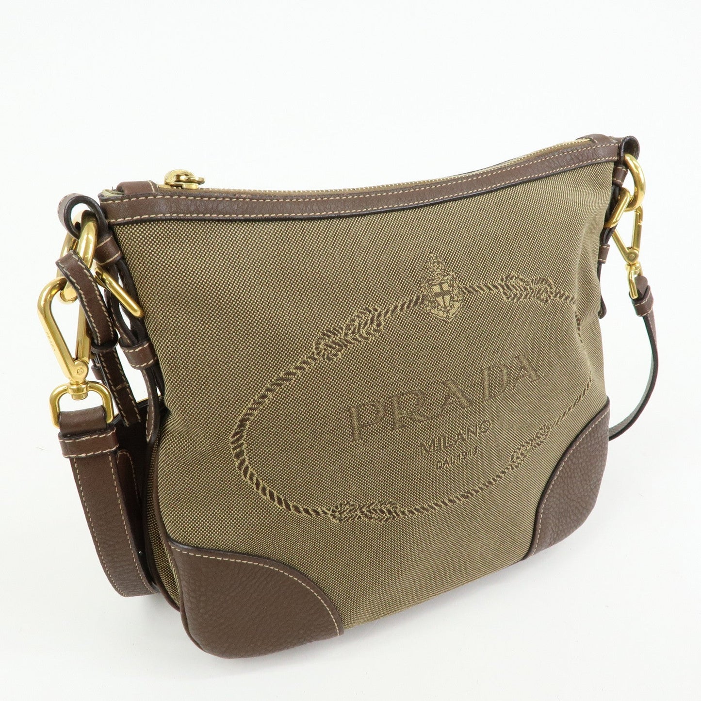 Prada Logo Jacguard Leather Shoulder Bag Crossbody Bag Brown 1BT867【Pre-order】