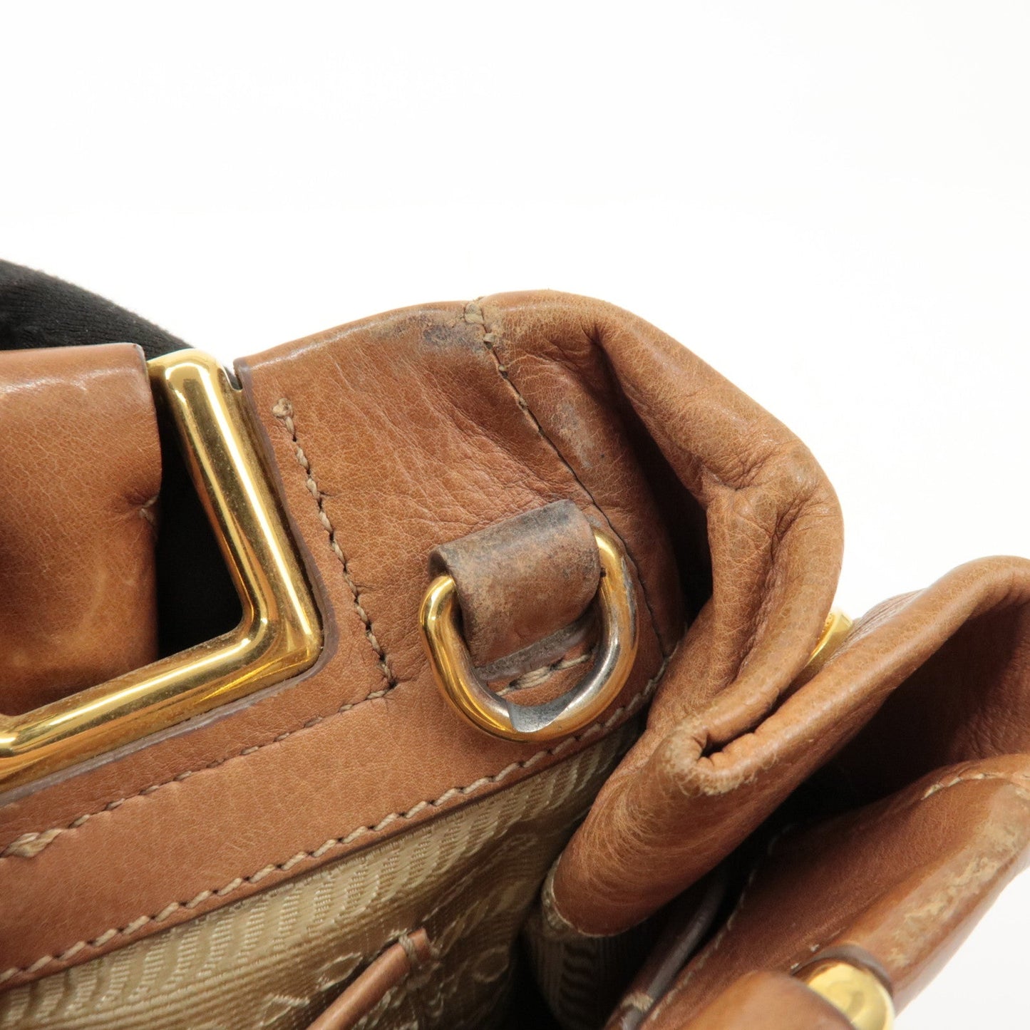Prada Logo Leather Ribbon 2Way Bag Hand Bag Brown BN2245 Used【Pre-order】