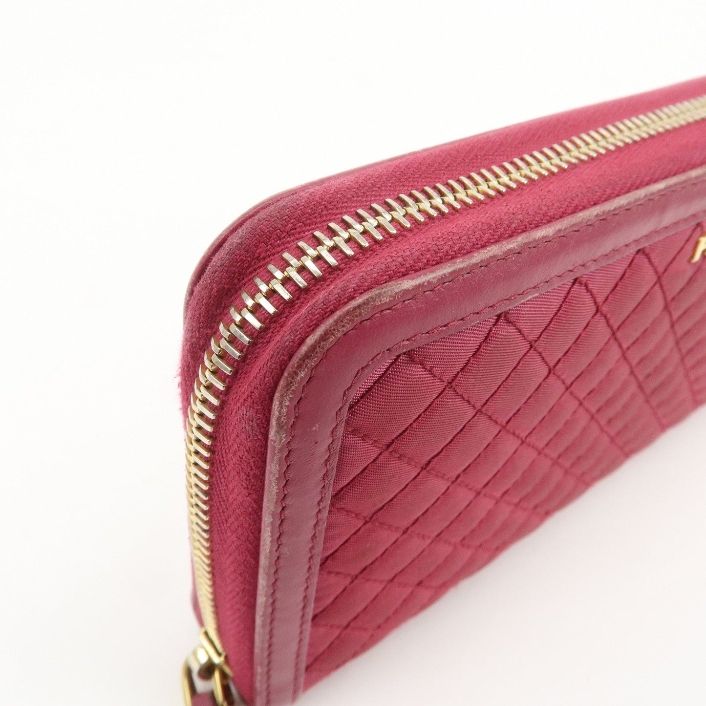 Prada Nylon Leather Round Zippy Wallet Long Wallet Pink【Pre-order】