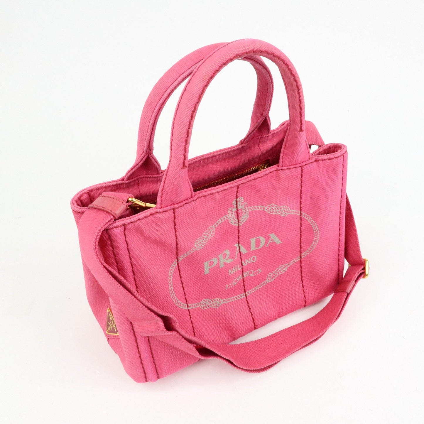 Prada Triangle Logo Canapa Mini 2Way Hand Shoulder Bag Pink B2439G【Pre-order】