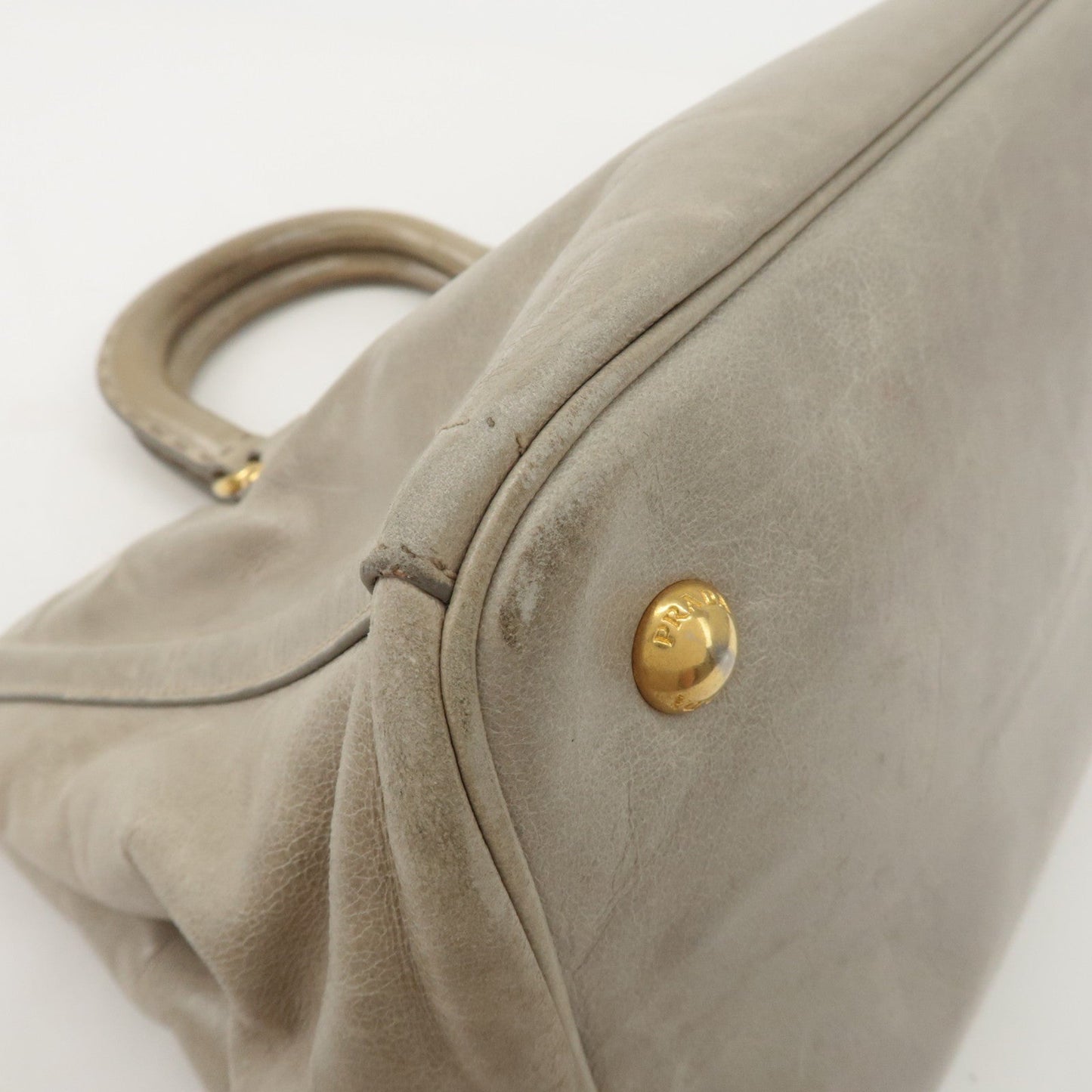 Prada Triangle Logo Leather 2Way Bag Tote Bag Gray BN2104 Used【Pre-order】